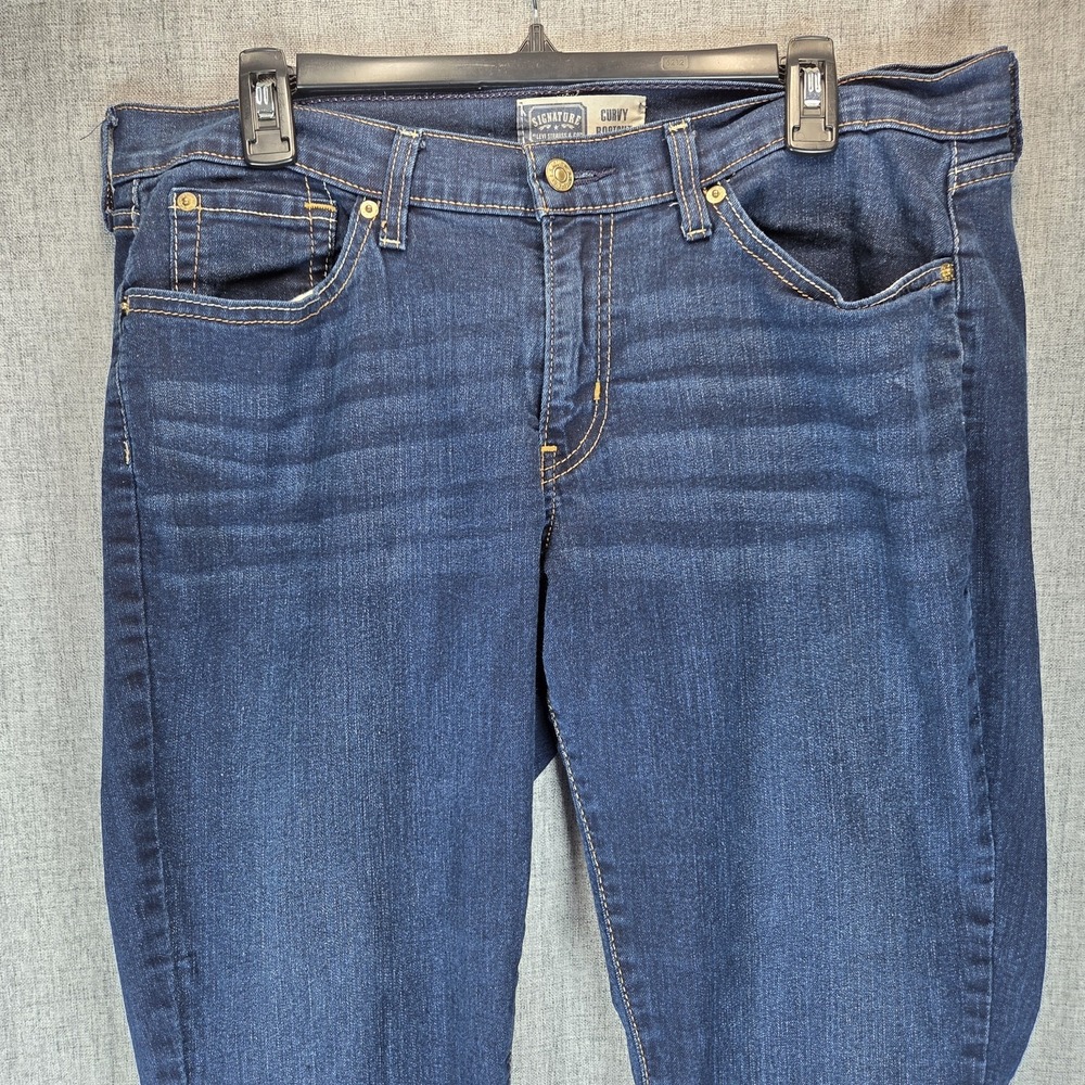 Signature Levi Strauss Jeans Women 18M Curvy Boot Cut Stretch Blue Denim Western